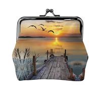 Wild Goose by The Bridge Print Print Coin Purse for Men Women Leather Kiss Lock Small Pouch Coin Wallet