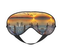 Wild Goose by The Bridge Print Sleep Mask Silk Eye Cover Soft Satin Blindfold Elastic Strap Night Eyeshade Travel Nap for Women Men