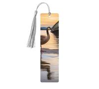 Wild Goose by The Bridge Wooden Bookmarks 5 Pcs,Handmade Double-Sided Printed Book Marks Page Markers with Gray Tassels Book Accessories Gift for Book Lovers Women Men