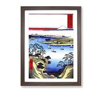 Wild Goose Hill And The Tone River By Utagawa Hiroshige Asian Japanese Framed Print | A4 Walnut Framed Wall Art | Ready to Hang | Asian Animal Picture | Living Room Bedroom Lounge Office