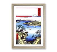 Wild Goose Hill And The Tone River By Utagawa Hiroshige Asian Japanese Framed Wall Art Print, Ready to Hang Picture for Living Room Bedroom Home Office Décor, Oak A3 (34 x 46 cm)