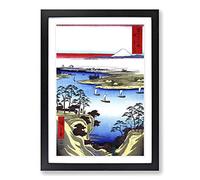 Wild Goose Hill and The Tone River by Utagawa Hiroshige Framed Print | A2 Black Framed Wall Art | Ready to Hang | Asian Animal Picture | Living Room Bedroom Lounge Office