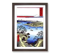 Wild Goose Hill and The Tone River by Utagawa Hiroshige Framed Print | A2 Walnut Framed Wall Art | Ready to Hang | Asian Animal Picture | Living Room Bedroom Lounge Office