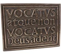 Wild Goose Studio Irish Bronze Plated Wall Plaque with Celtic "Vocatus Atque Non Vocatus Deusaderit" Inscription Design | Home Housewarming Souvenirs Decoration Gifts