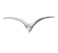 Wild Goose Wall Decor Ceramics Flying Bird Sculptures 3D Wall Art Ornament Coastal Decorations Hanging for Home Living Room White (large,Silver)