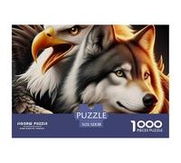 Wild Grey Wolf 1000 Piece Jigsaw Puzzle Paper for Adults Bald Eagle Nature Scene Focus Relaxation 52x38cm/1000pcs