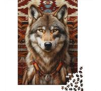 Wild Grey Wolf Jigsaw Puzzle for Adults 1000 Piece Paper Puzzle Game Tribal Style Focus Relax Home 52x38cm/1000pcs