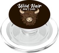 Wild Hair Don't Care Funny Scottish Highland Cow PopSockets PopGrip for MagSafe