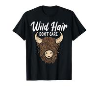Wild Hair Don't Care Funny Scottish Highland Cow T-Shirt