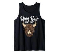 Wild Hair Don't Care Funny Scottish Highland Cow Tank Top