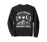 Wild Heart Ancient Soul Mountain Moon Sun Design Sweatshirt