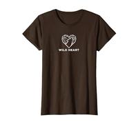 Wild Heart Geometric Wolf Nature Lover T-Shirt, Women, Brown, S