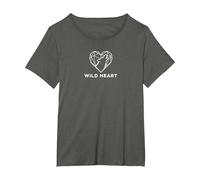 Wild Heart Geometric Wolf Nature Lover T-Shirt, Women's Plus, Asphalt, 6X