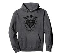 Wild Heart Gypsy Soul Bohemian Spirit Celestial Pullover Hoodie, Adult Unisex, Dark Heather Grey, M