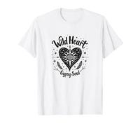 Wild Heart Gypsy Soul Bohemian Spirit Celestial T-Shirt, Men, White, 4XL