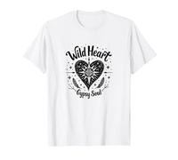 Wild Heart Gypsy Soul Bohemian Spirit Celestial T-Shirt, Men, White, S