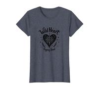 Wild Heart Gypsy Soul Bohemian Spirit Celestial T-Shirt, Women, Heather Blue, XS