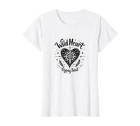 Wild Heart Gypsy Soul Bohemian Spirit Celestial T-Shirt, Women, White, L