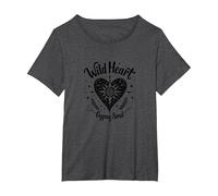 Wild Heart Gypsy Soul Bohemian Spirit Celestial T-Shirt, Women's Plus, Dark Heather Grey, 1X