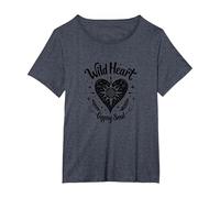 Wild Heart Gypsy Soul Bohemian Spirit Celestial T-Shirt, Women's Plus, Heather Blue, 3X