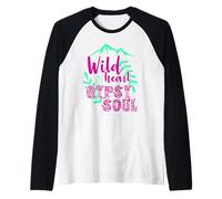 Wild Heart Gypsy Soul Boho Mountain Nature Design Raglan Baseball Tee