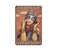 Wild Heart Gypsy Soul,Tin Sign Vintage Wall Poster Retro Iron Painting Metal Plaque Sheet for Bar Cafe Garage Home Gift Birthday Wedding(30x40cm）12x16 inch-G29