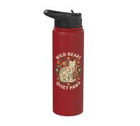 Wild Heart Quiet Paws Moon Cat Graphic Tee Stainless Steel Insulated Water Bottle