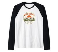 Wild Heart Roam Free Mountain Sunset Nature Adventure Raglan Baseball Tee