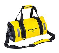 WILD HEART Waterproof Bag Duffel Bag 20L 30L 40L with Welded Seams Shoulder Straps, Mesh Pocket for Kayaking, Camping, Boating,Bycycle,Motorcycle (Yellow, 20L)