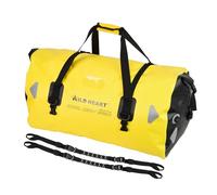Wild heart Waterproof Bag Duffel Bag 40L 66L 100L with Welded Seams Shoulder Straps, Mesh Pocket for Kayaking, Camping, Boating,Bycycle,Motorcycle (66L Yellow with Rope)