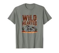 Wild Hearted Cowgirls Western Spirit Rustic Desert Horse T-Shirt, Men, Olive Heather, L