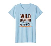 Wild Hearted Cowgirls Western Spirit Rustic Desert Horse T-Shirt, Women, Baby Blue, L