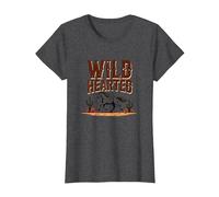 Wild Hearted Cowgirls Western Spirit Rustic Desert Horse T-Shirt, Women, Dark Heather Grey, M