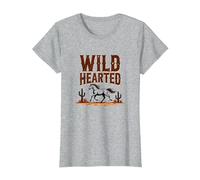 Wild Hearted Cowgirls Western Spirit Rustic Desert Horse T-Shirt, Women, Heather Grey, XS
