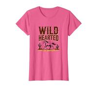 Wild Hearted Cowgirls Western Spirit Rustic Desert Horse T-Shirt, Women, Pink Heather, L