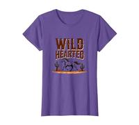 Wild Hearted Cowgirls Western Spirit Rustic Desert Horse T-Shirt, Women, Purple Heather, S