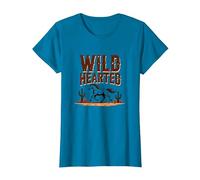 Wild Hearted Cowgirls Western Spirit Rustic Desert Horse T-Shirt, Women, Sapphire, L