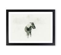 Wild Horse in Iceland in Abstract Framed Print | A2 Black Framed Wall Art | Ready to Hang | Abstract Animal Picture | Living Room Bedroom Lounge Office