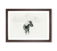 Wild Horse in Iceland in Abstract Framed Print | A2 Walnut Framed Wall Art | Ready to Hang | Abstract Animal Picture | Living Room Bedroom Lounge Office