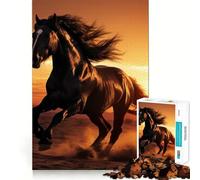 Wild Horse Running Desert 1000 Piece Jigsaws for Adults Brain Training Fun Clean Cut Sturdy Components Calming Mental Break Activity (38x52cm)