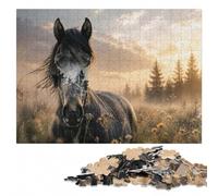 Wild Horse Serenity Jigsaw Puzzle for Adults, Wooden, 1000 Pieces | During puzzle time: Adult Puzzle: colour and shape clues for organised assembly in spare time.