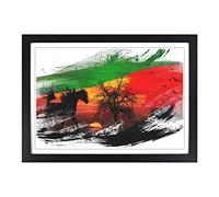 Wild Horse Sunset Birds V2 Framed Print | A2 Black Framed Wall Art | Ready to Hang | Modern Animal Picture | Living Room Bedroom Lounge Office