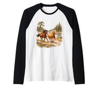 Wild Horse Vintage Western Graphic Horse Riding Nature Raglan Baseball Tee