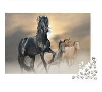 Wild Horses 1000-Piece Puzzle for Adults, 70x50cm/1000pcs; for A Quiet Evening Project at Home; White Card Pieces for A Neat Table