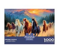 Wild Horses Challenging Puzzles 1000 Pieces - Horses Sunset Meadow Run for Men And Women Fun And Challenging Family Game Great Gift Idea38x26cm/1000pcs