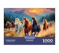 Wild Horses Fun And Challenging 1000 Piece Puzzle for Adults & Kids | Detailed - Horses Sunset Meadow Run Great Gift Idea Decompression70x50cm/1000pcs