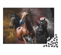 Wild Horses Gallop 1000 Piece Three Running Horses Jigsaw Puzzle For Adults Thick Card Board Stress Relief Difficult Game Gifts Great Gift Idea 38x26cm/1000pcs