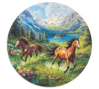 Wild Horses Galloping 1000pcs (67.5x67.5cm) Erwachsenenpuzzle - Mountain Landscape Painting Style Erwachsenenpuzzle DIY-Puzzlespielzeug