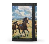 Wild Horses Galloping Casual Mens Credit Card Holder Wallets for Women Slim Durable Purse with ID Window