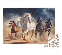 Wild Horses Galloping-Desert Wildlife Art StyleJigsaw Puzzle Animal Eco Paper Decompression Decor Gift Women Men Family 1000 Pieces 70x50cm/1000pcs